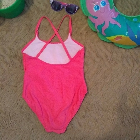 Sand N Sun Swimsuit Girls m 7/8 Pink Rhinestone 90s Y2k Vintage Hawaiian Beach - Picture 4 of 5